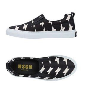 MSGM Italy NEW Sneakers US 5 EU35 Low-top Loafer Houndstooth Black White Slip On